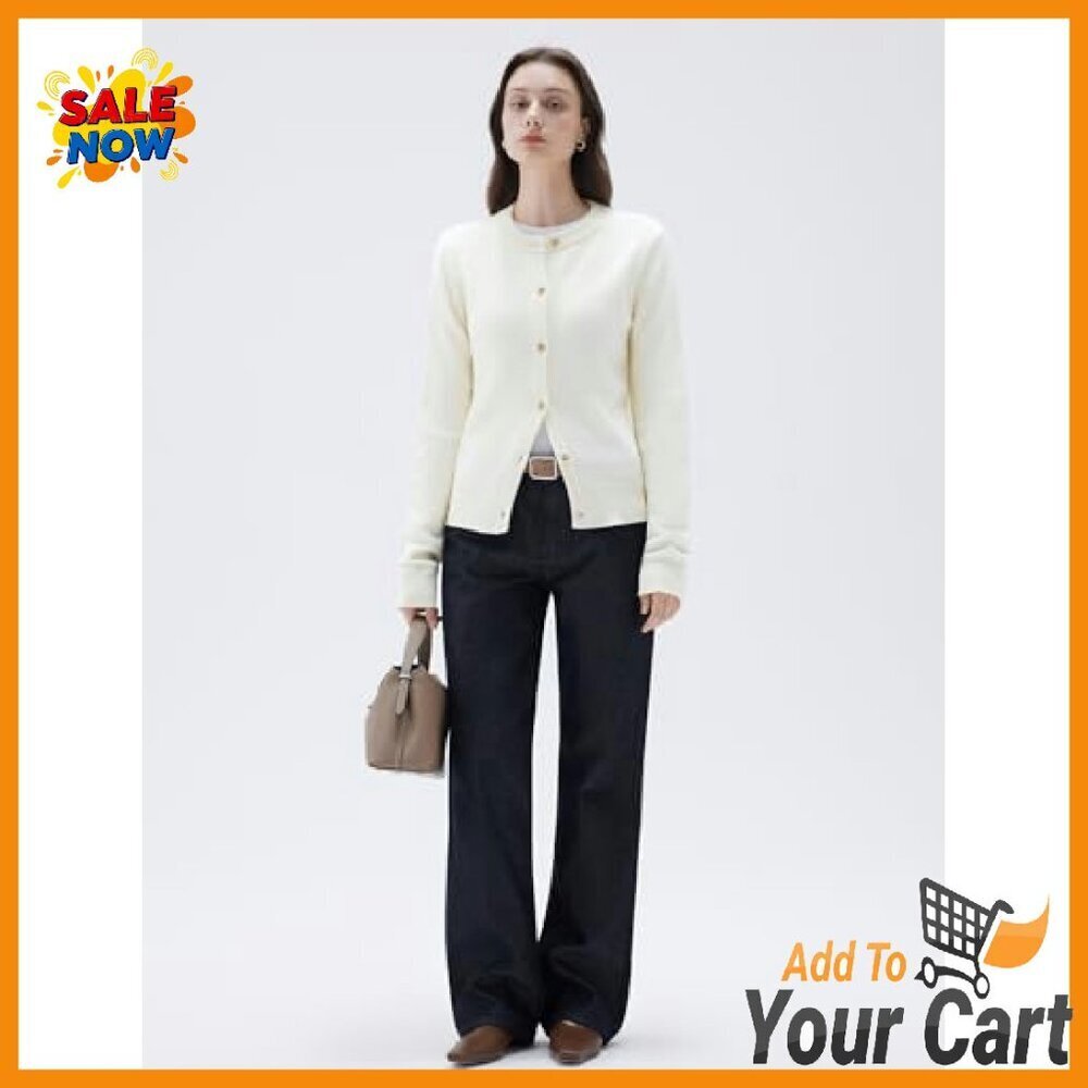 Chunky Cashmere Cardigan Women's Sweater Button Up Long Sleeve Knit - Picture 5 of 8